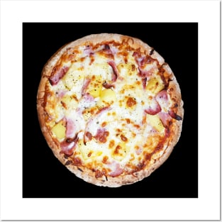 Ham and Pineapple Food Hawaiian Pizza Posters and Art